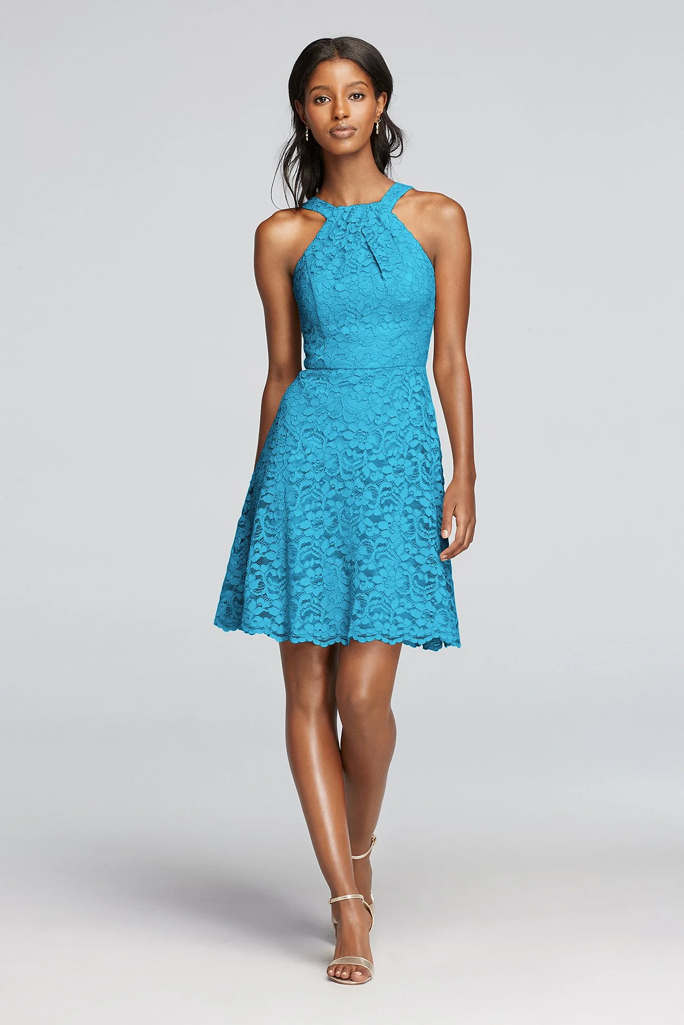Short All Over Lace Dress with Y Neck - Image 52