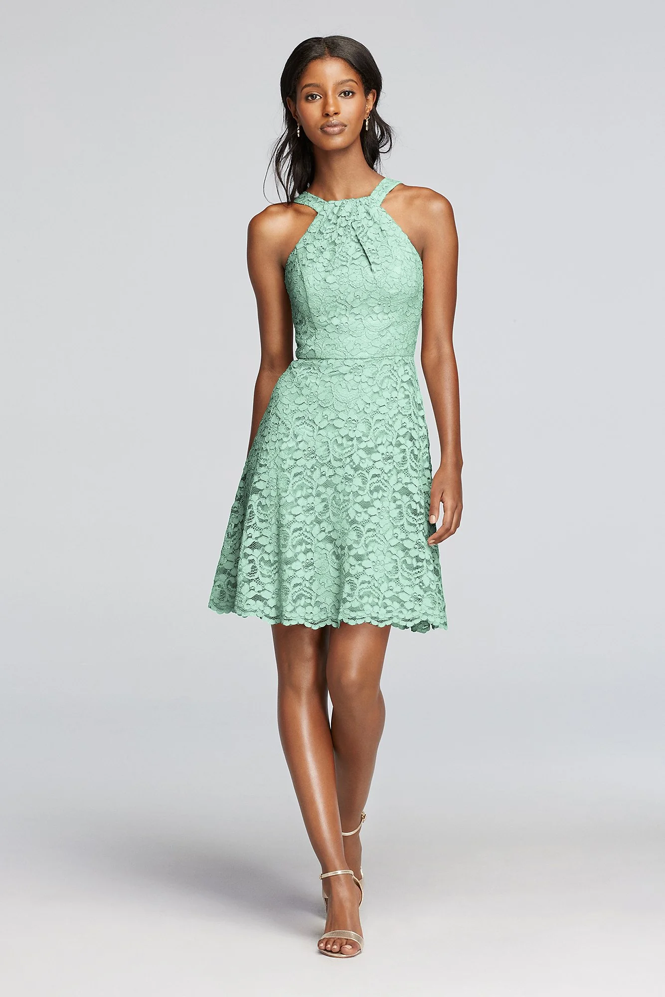 Short All Over Lace Dress with Y Neck - Image 54