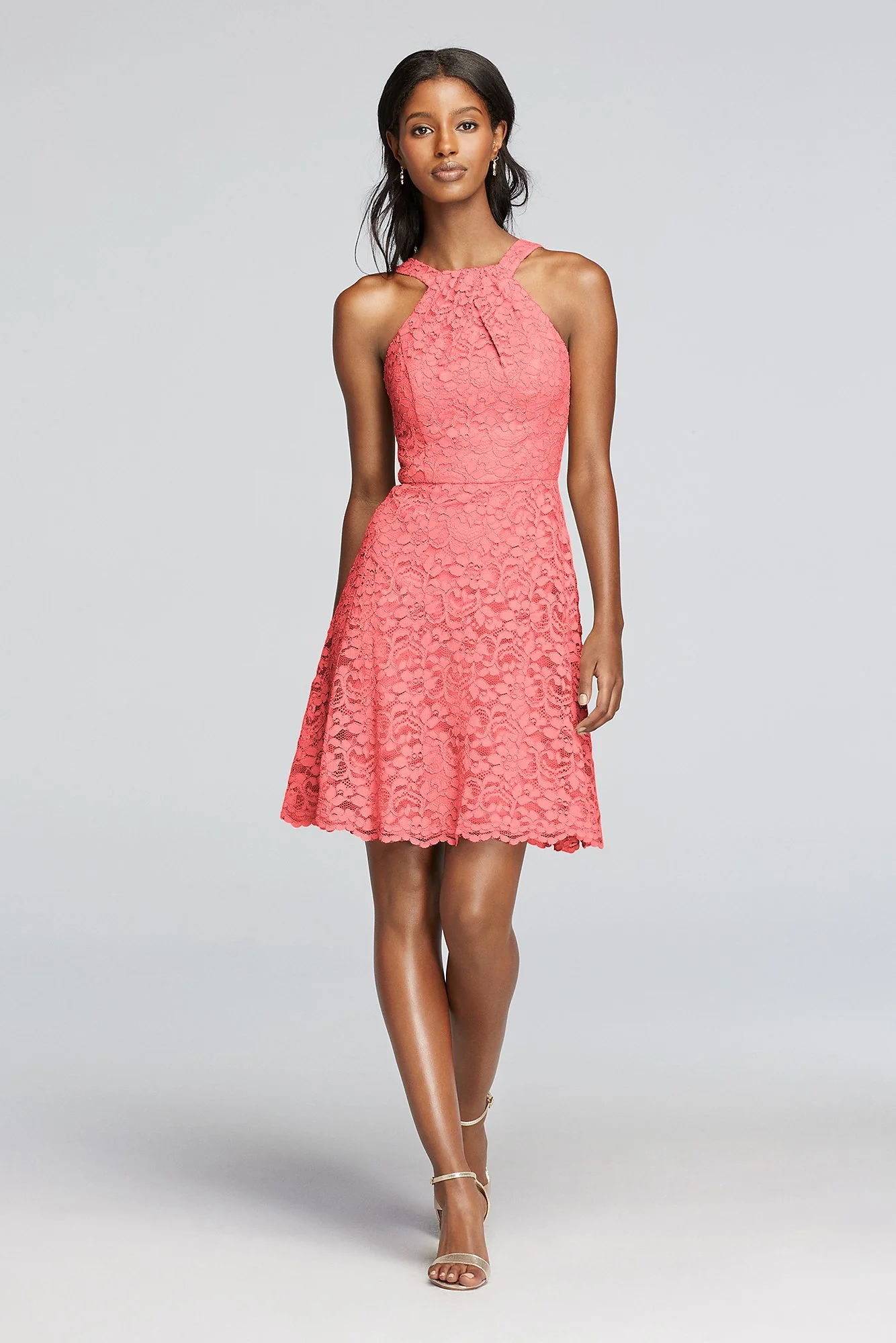 Short All Over Lace Dress with Y Neck - Image 57