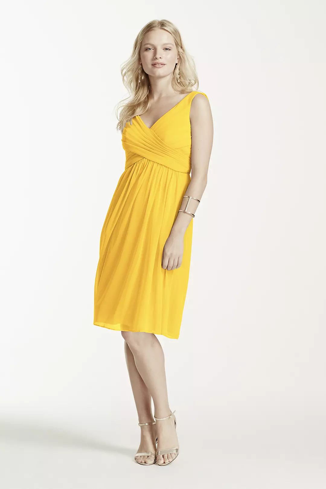 Short Mesh Bridesmaid Dress with Cowl Back - Image 118