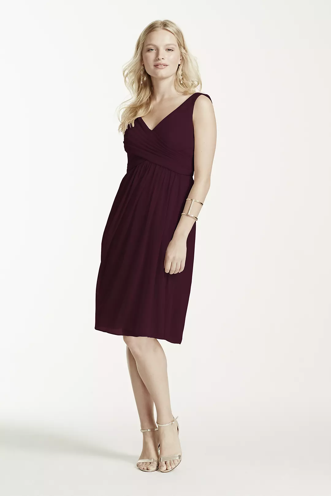 Short Mesh Bridesmaid Dress with Cowl Back - Image 166