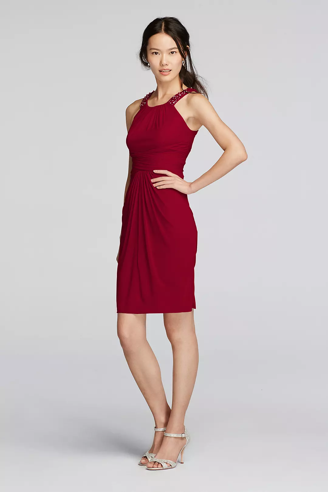 Mesh Dress with High Neck Beading - Image 113