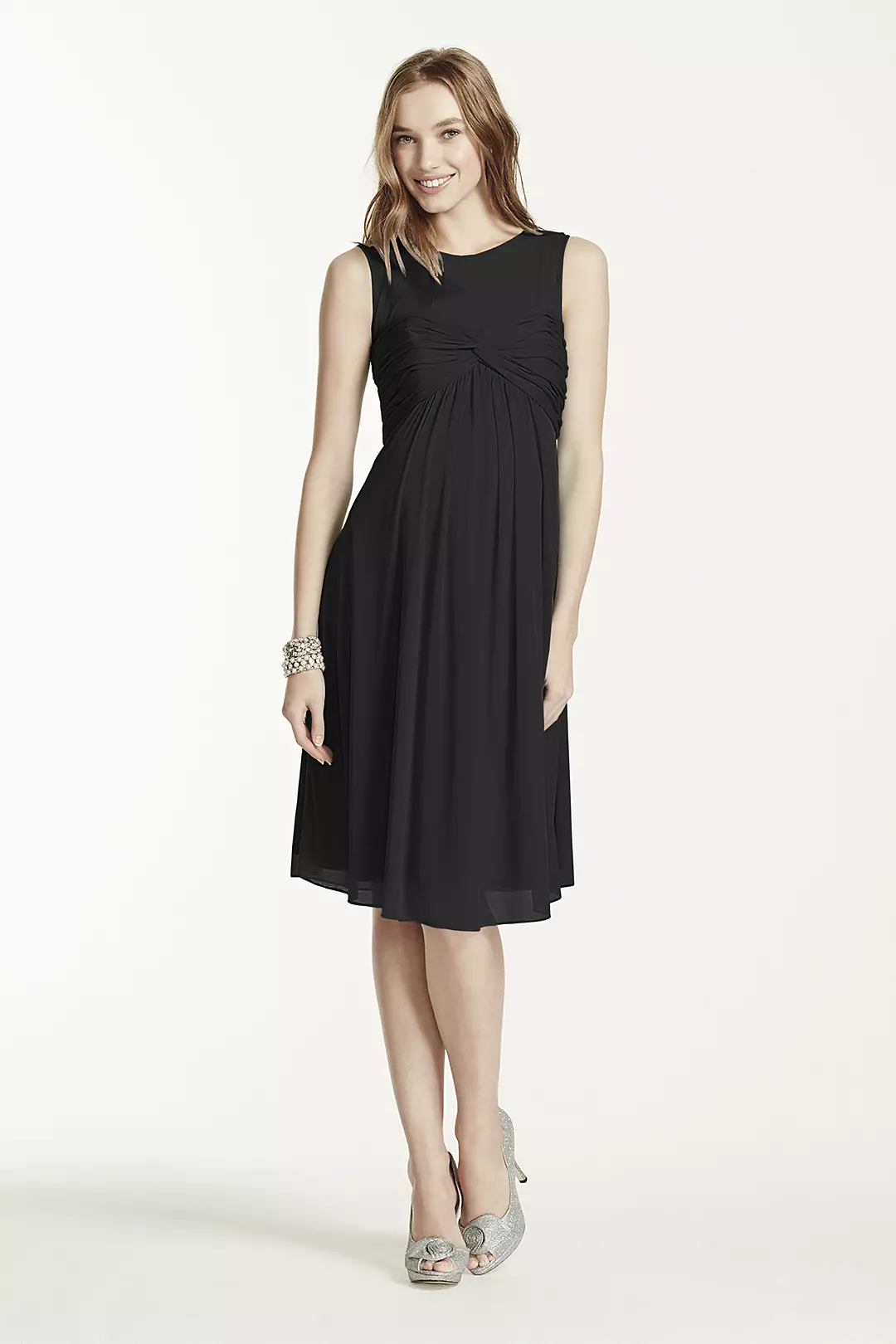 Short Mesh Maternity Dress with Illusion Neckline - Image 5