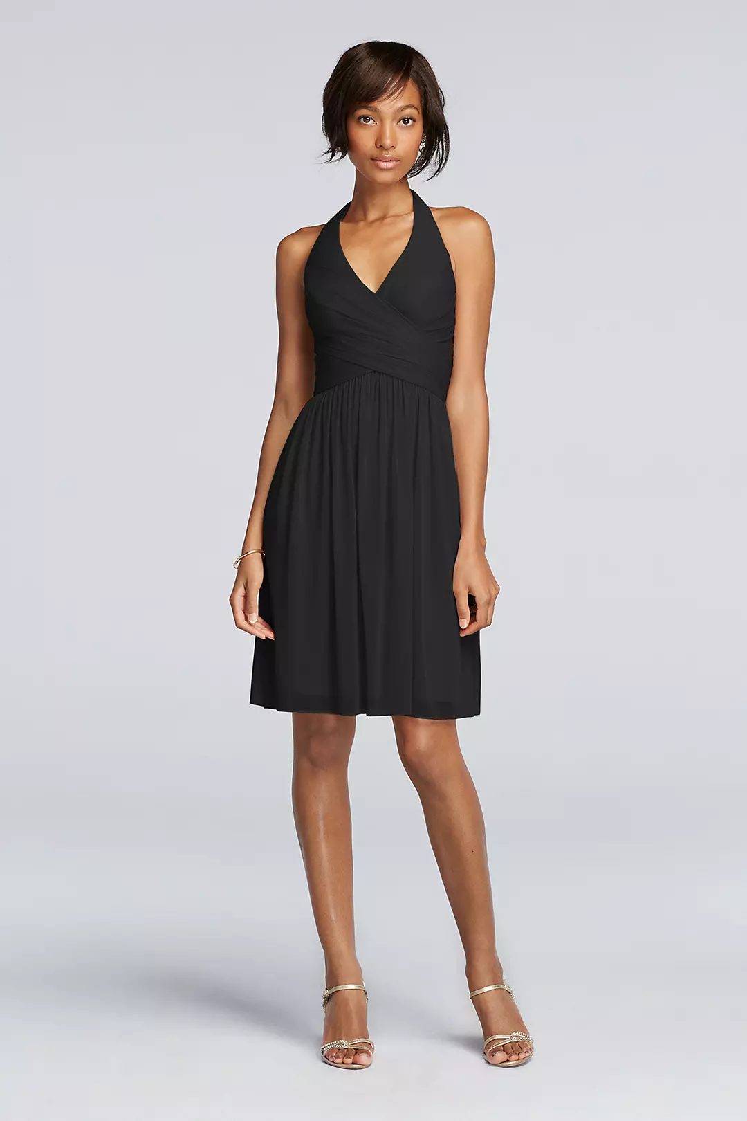 Short Mesh Pleated Dress with Halter Neckline - Image 23
