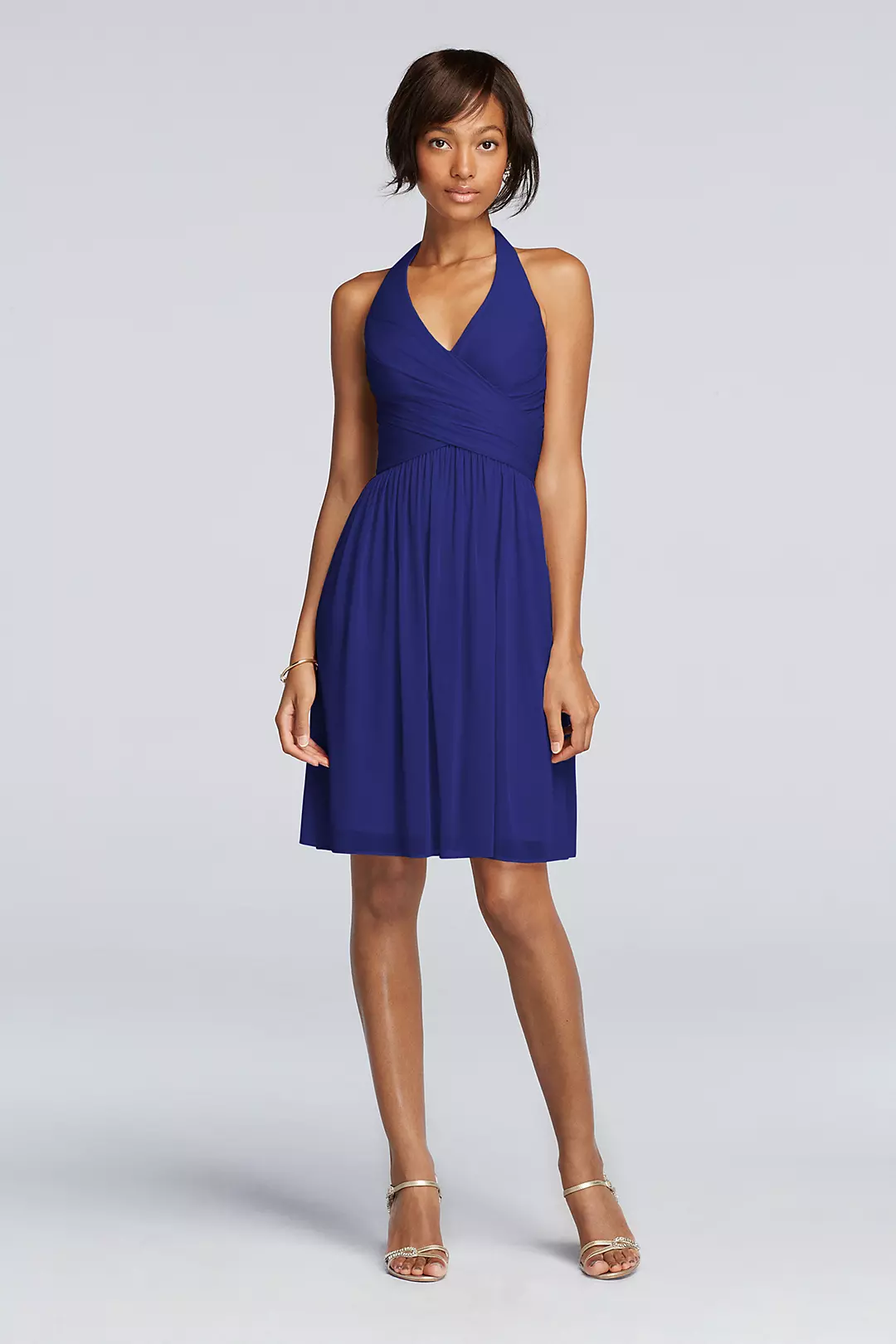 Short Mesh Pleated Dress with Halter Neckline - Image 28