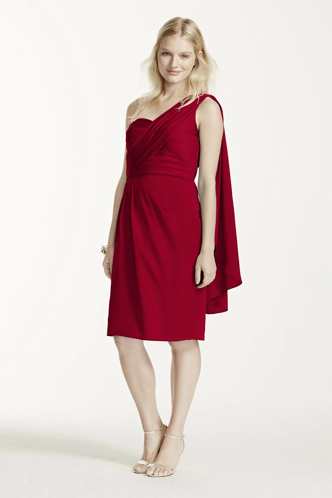 Short One Shoulder Matte Charmeuse Dress - Image 6