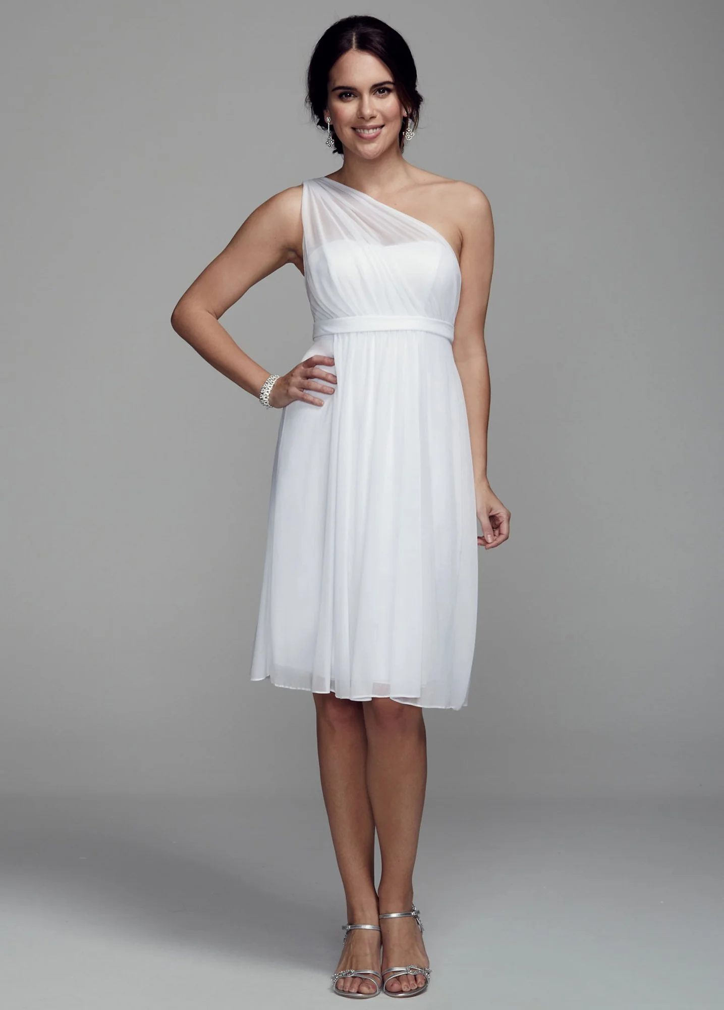 Short One Shoulder Mesh Dress - Image 2