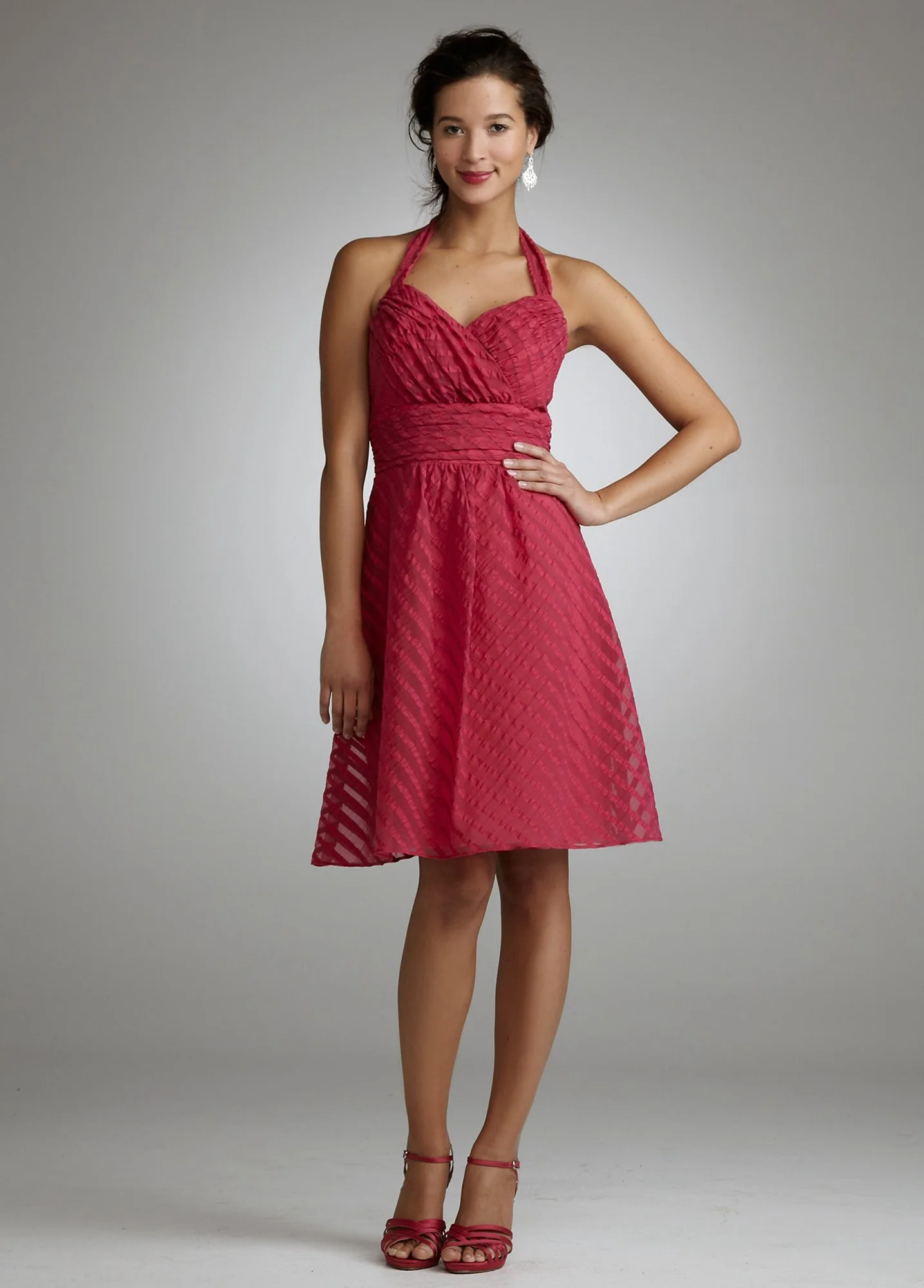 Short Organza Striped Halter Dress