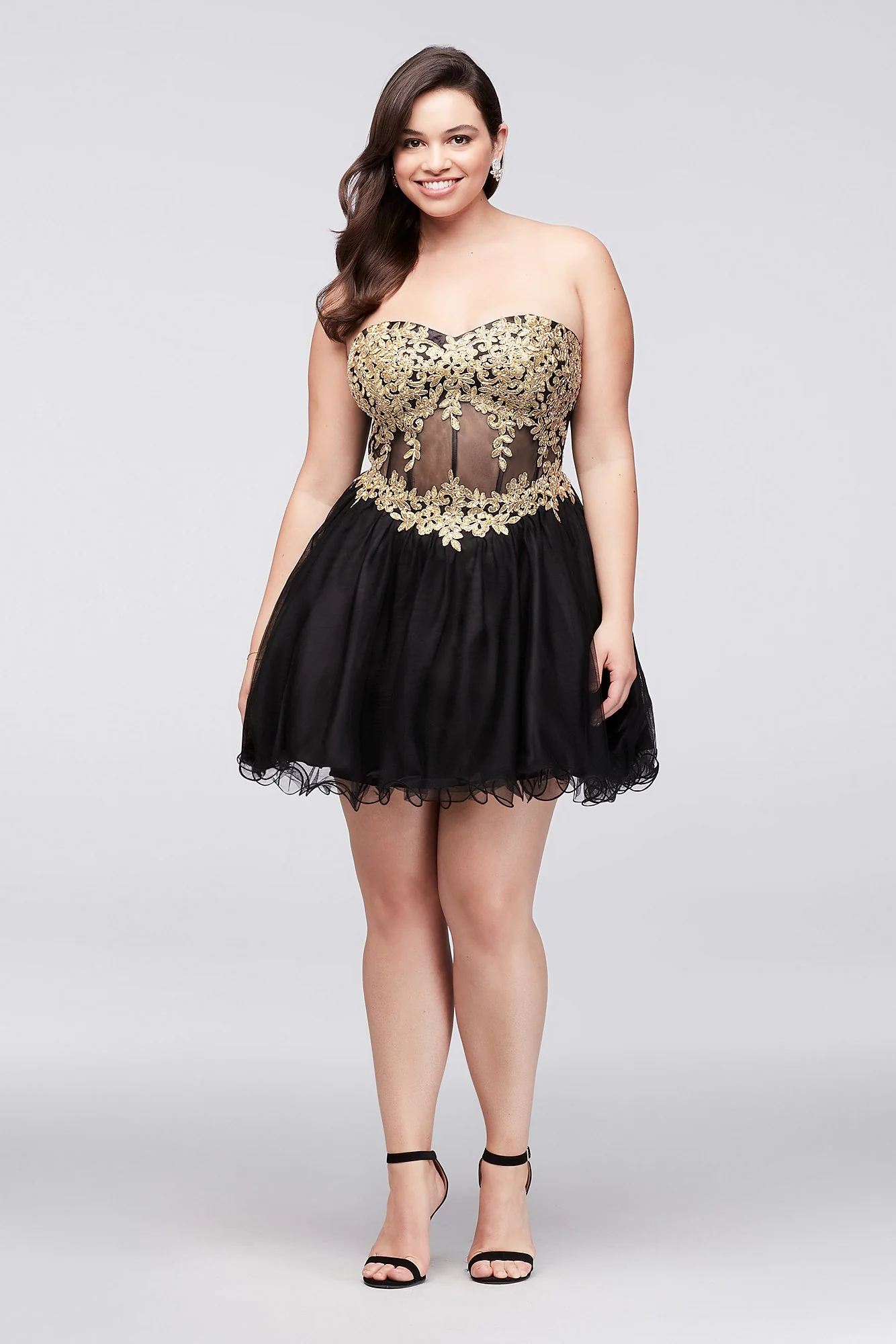 Short Party Dress with Embroidered Illusion Corset - Image 4