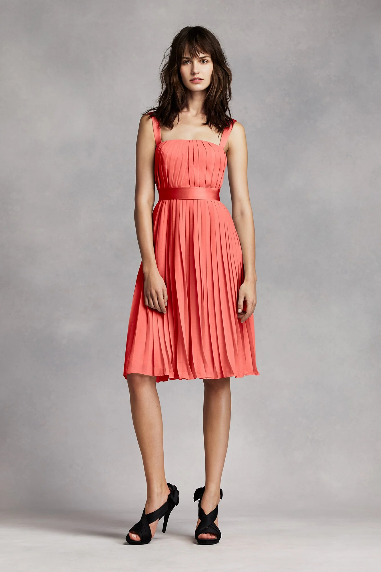 Short Pleated Crinkle Chiffon Dress - Image 11