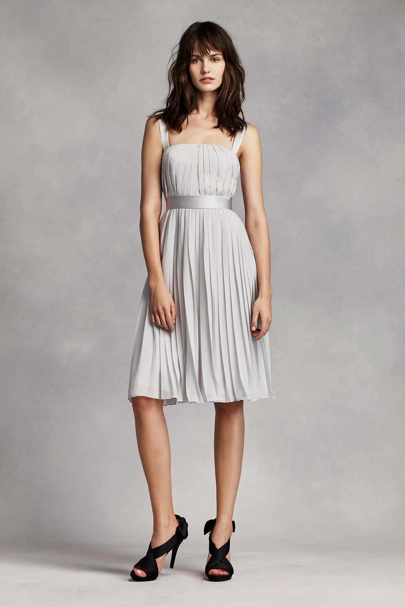 Short Pleated Crinkle Chiffon Dress - Image 13