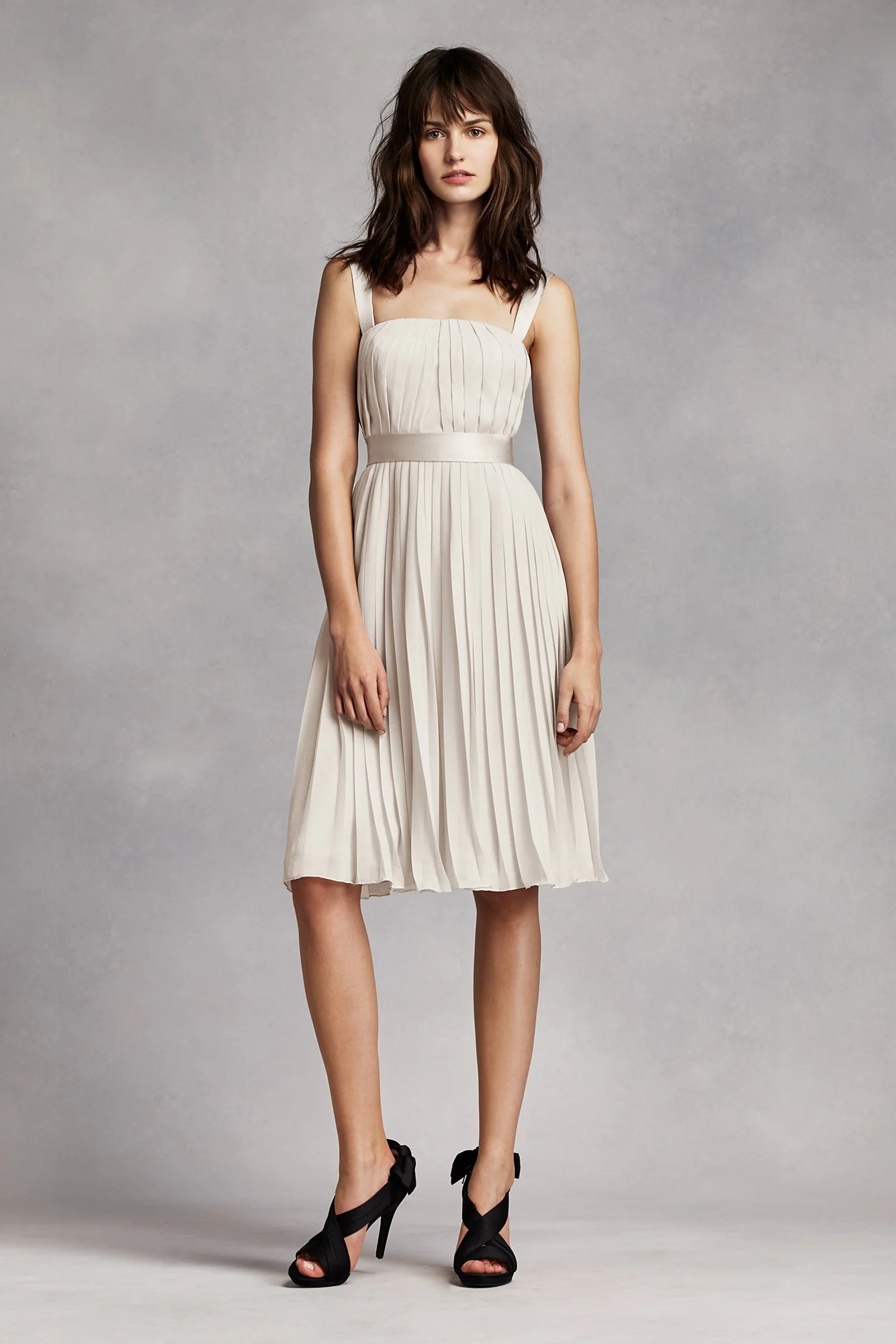 Short Pleated Crinkle Chiffon Dress - Image 7