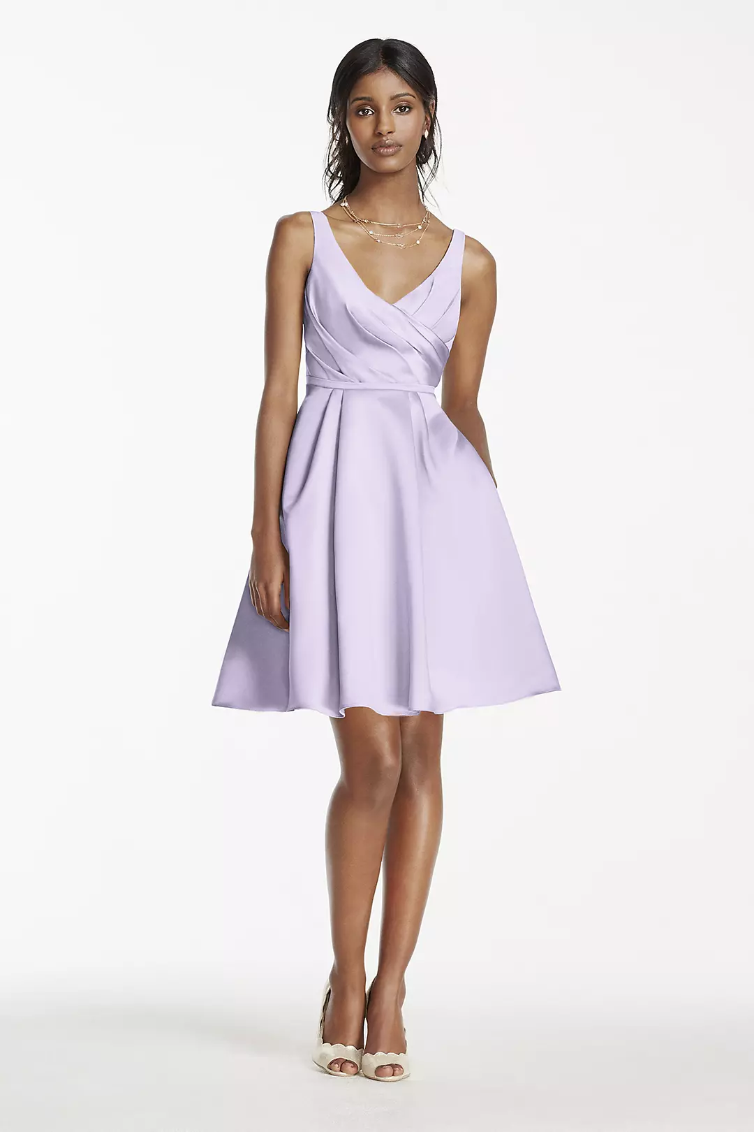 Short Satin Bridesmaid Dress with Tank Straps - Image 102