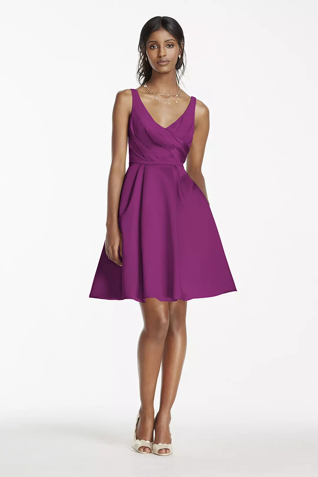 Short Satin Bridesmaid Dress with Tank Straps - Image 104