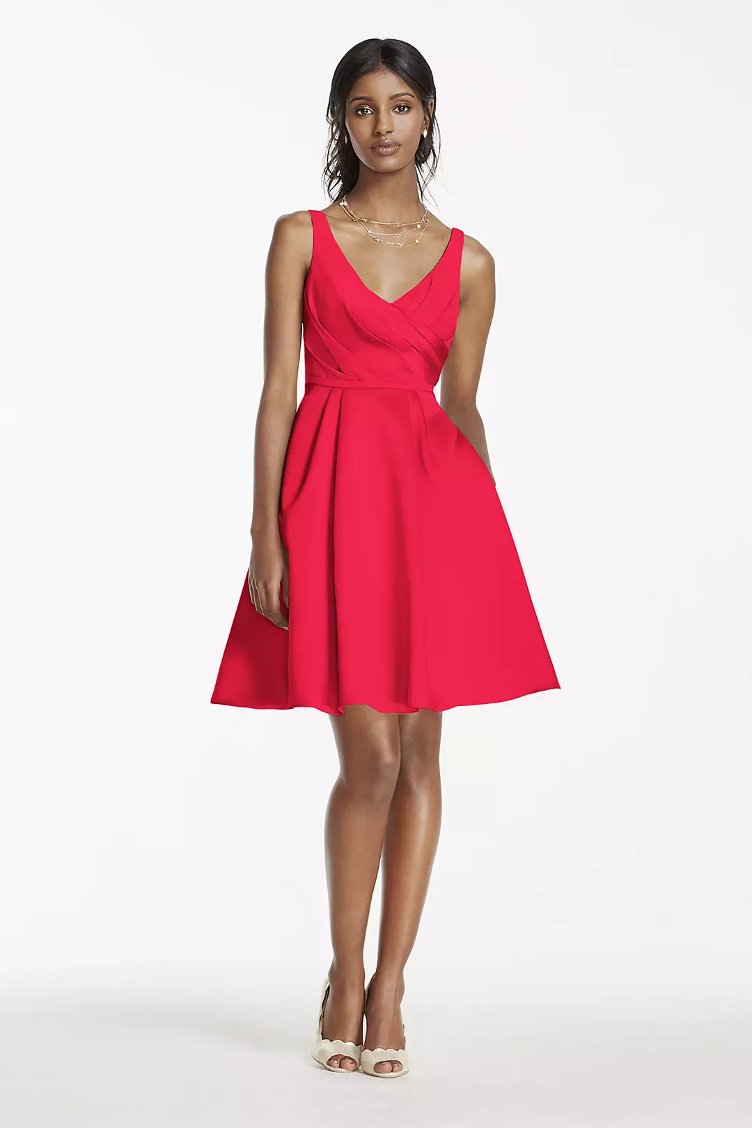 Short Satin Bridesmaid Dress with Tank Straps - Image 109