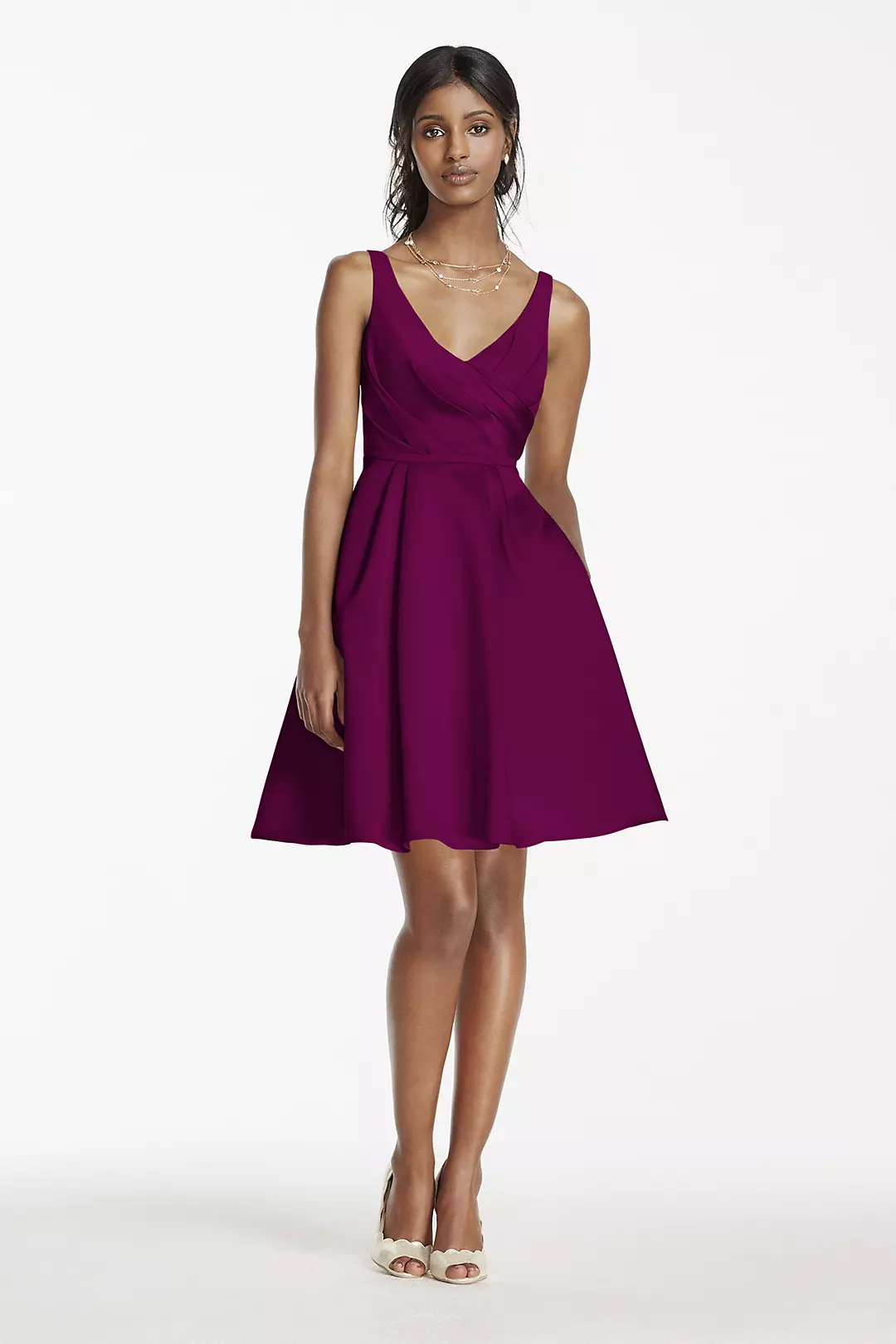Short Satin Bridesmaid Dress with Tank Straps - Image 11