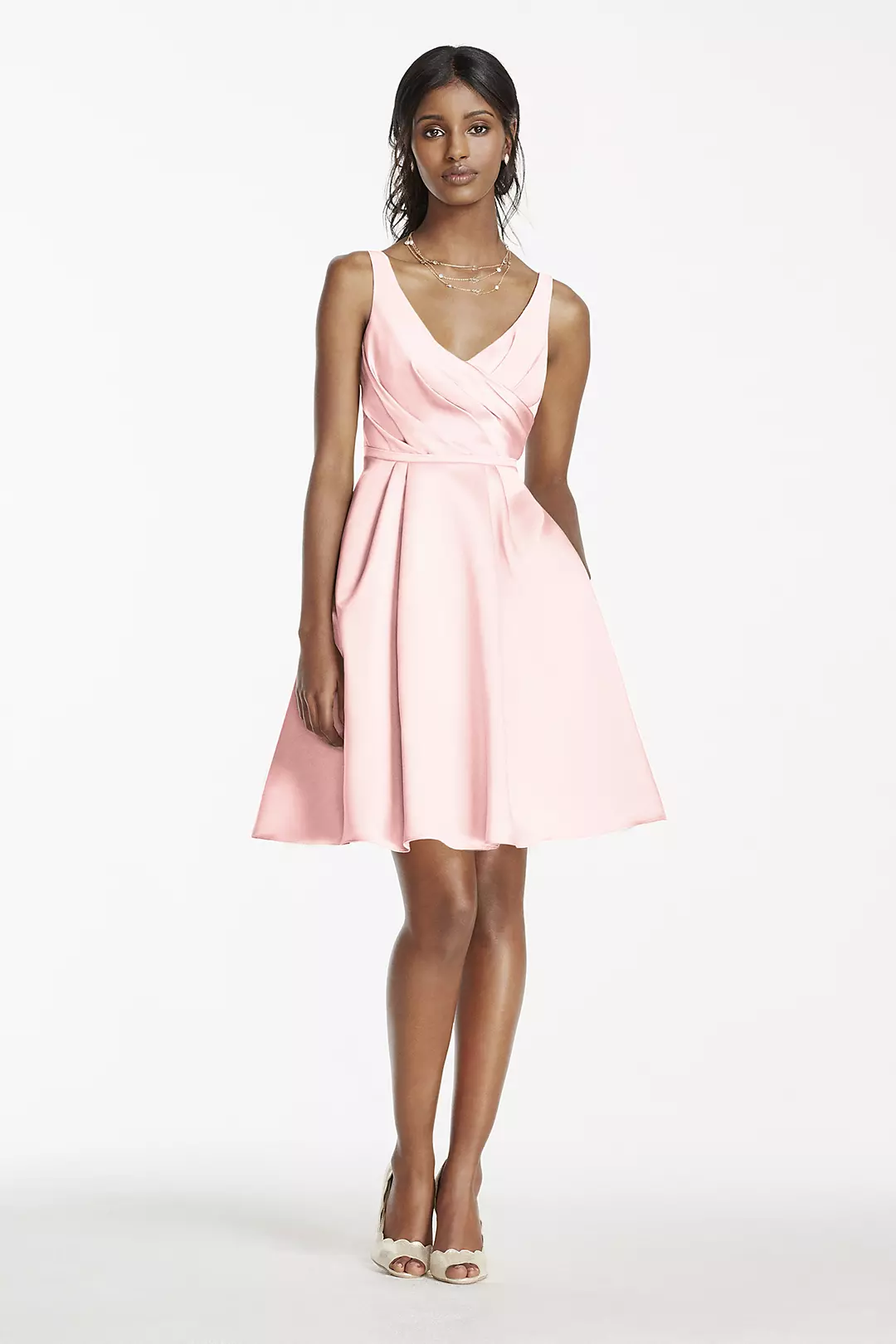 Short Satin Bridesmaid Dress with Tank Straps - Image 111