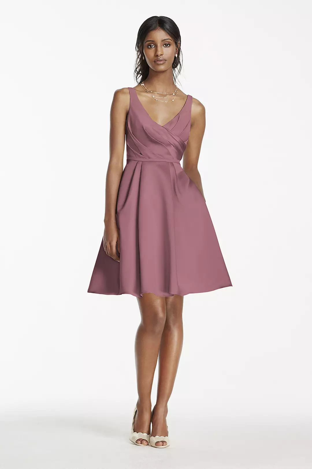 Short Satin Bridesmaid Dress with Tank Straps - Image 112