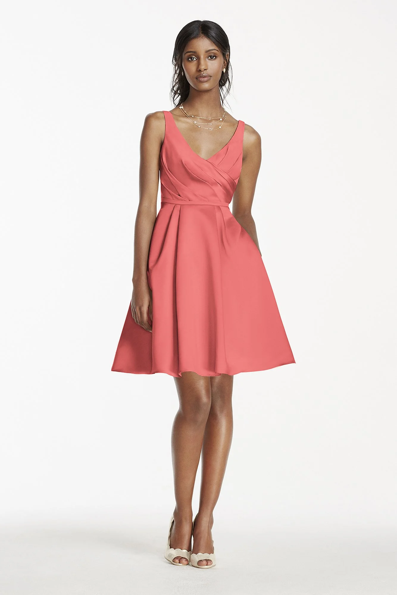 Short Satin Bridesmaid Dress with Tank Straps - Image 15