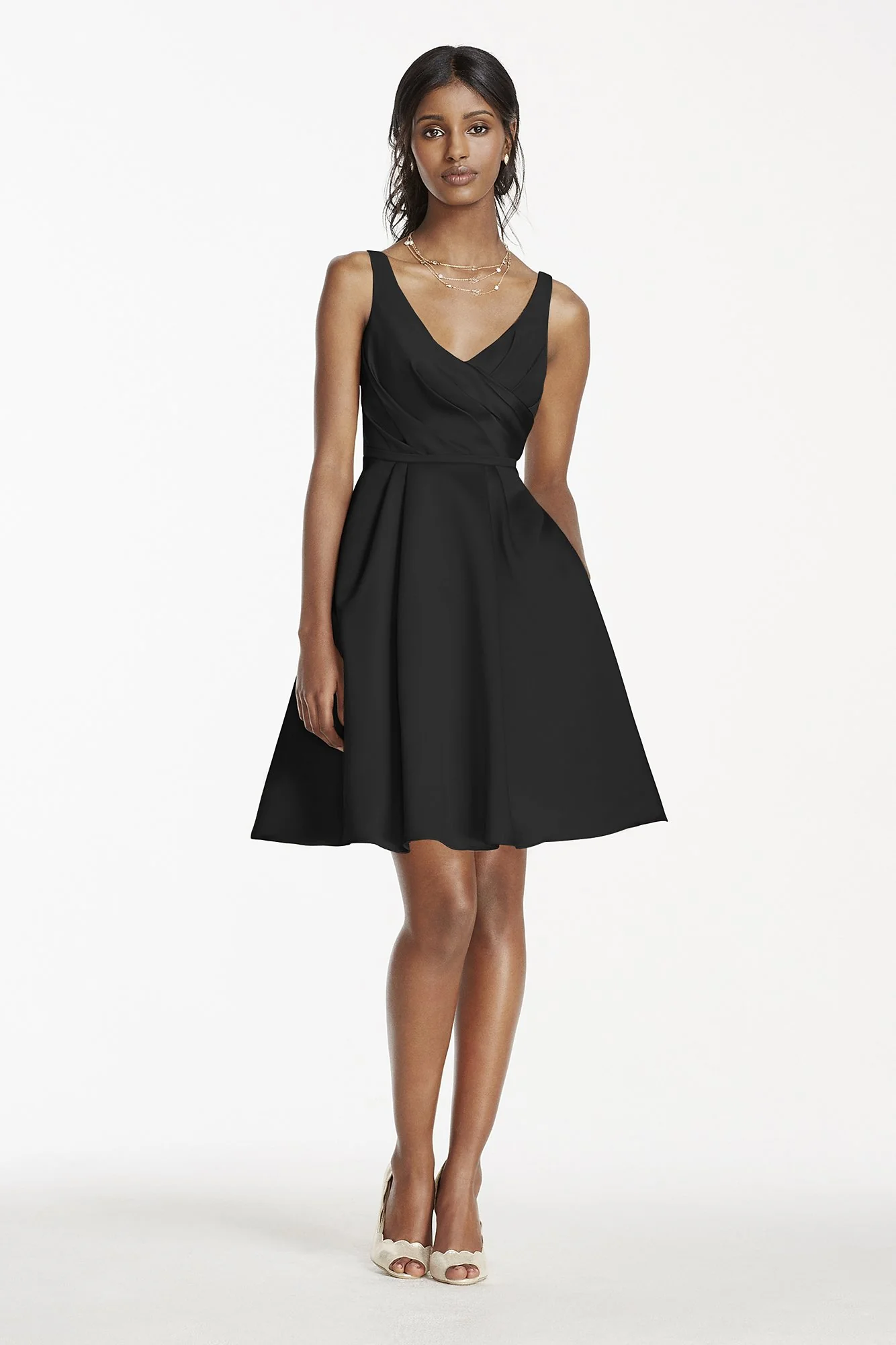 Short Satin Bridesmaid Dress with Tank Straps - Image 20