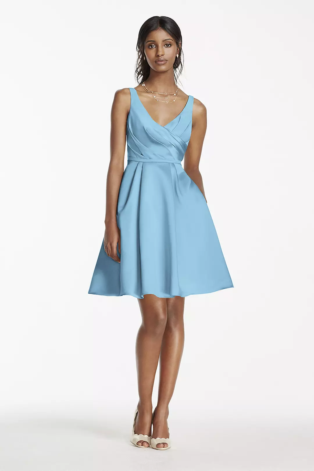 Short Satin Bridesmaid Dress with Tank Straps - Image 21