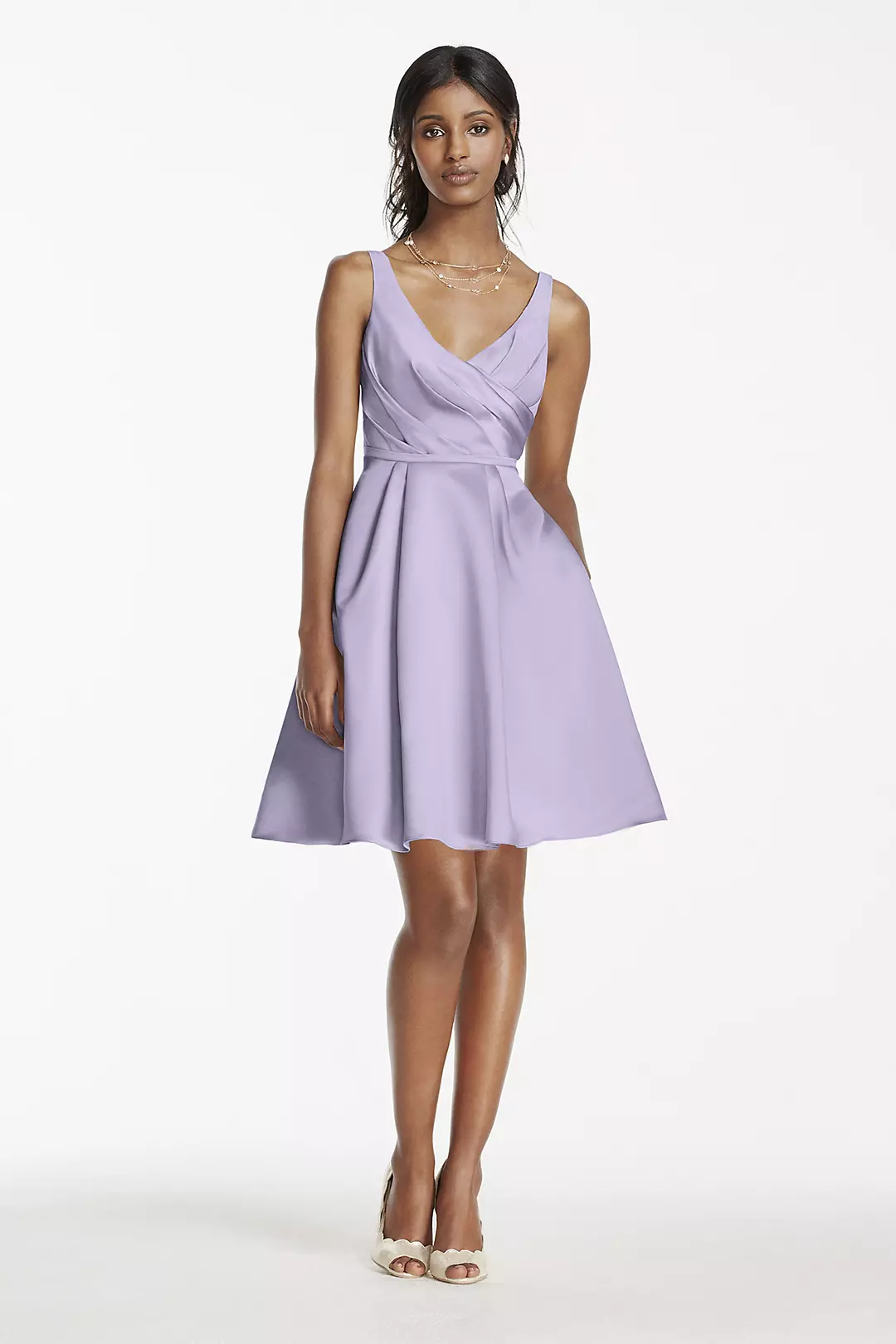 Short Satin Bridesmaid Dress with Tank Straps - Image 28