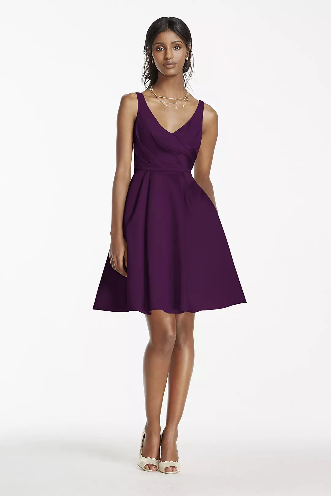 Short Satin Bridesmaid Dress with Tank Straps - Image 3