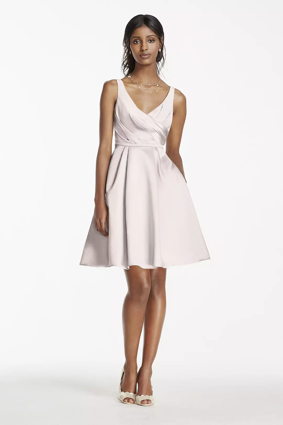 Short Satin Bridesmaid Dress with Tank Straps - Image 35
