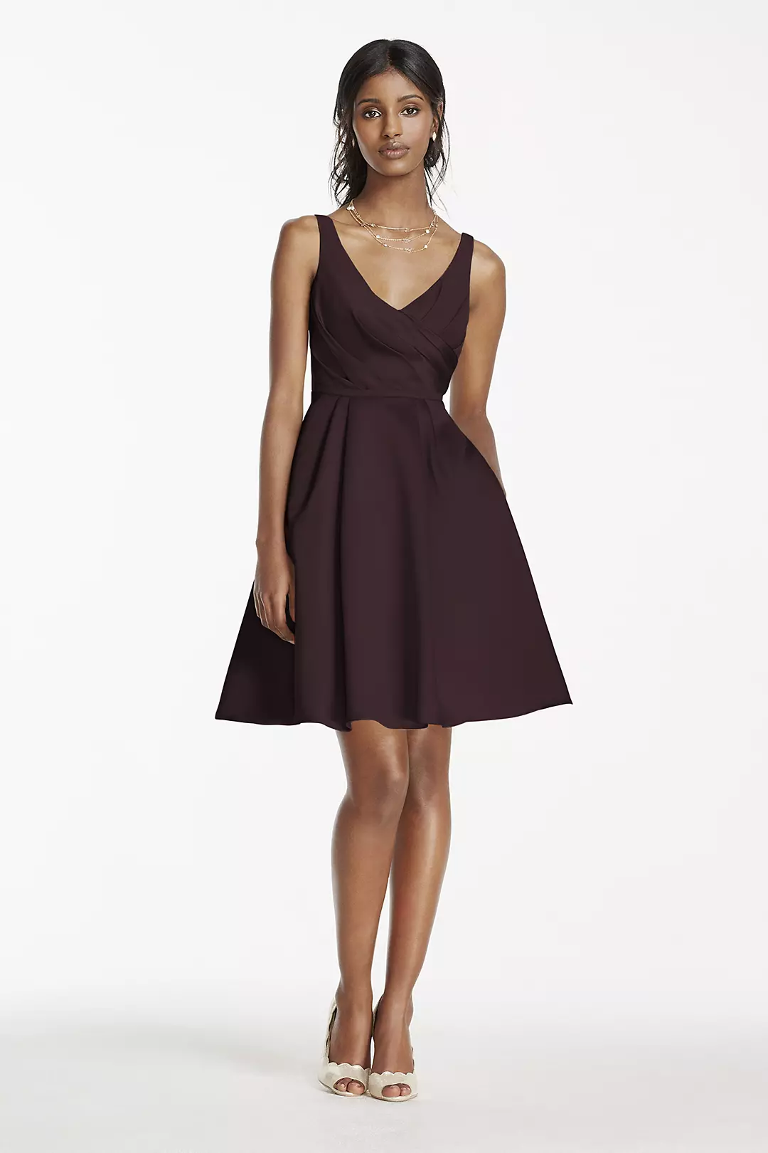 Short Satin Bridesmaid Dress with Tank Straps - Image 42