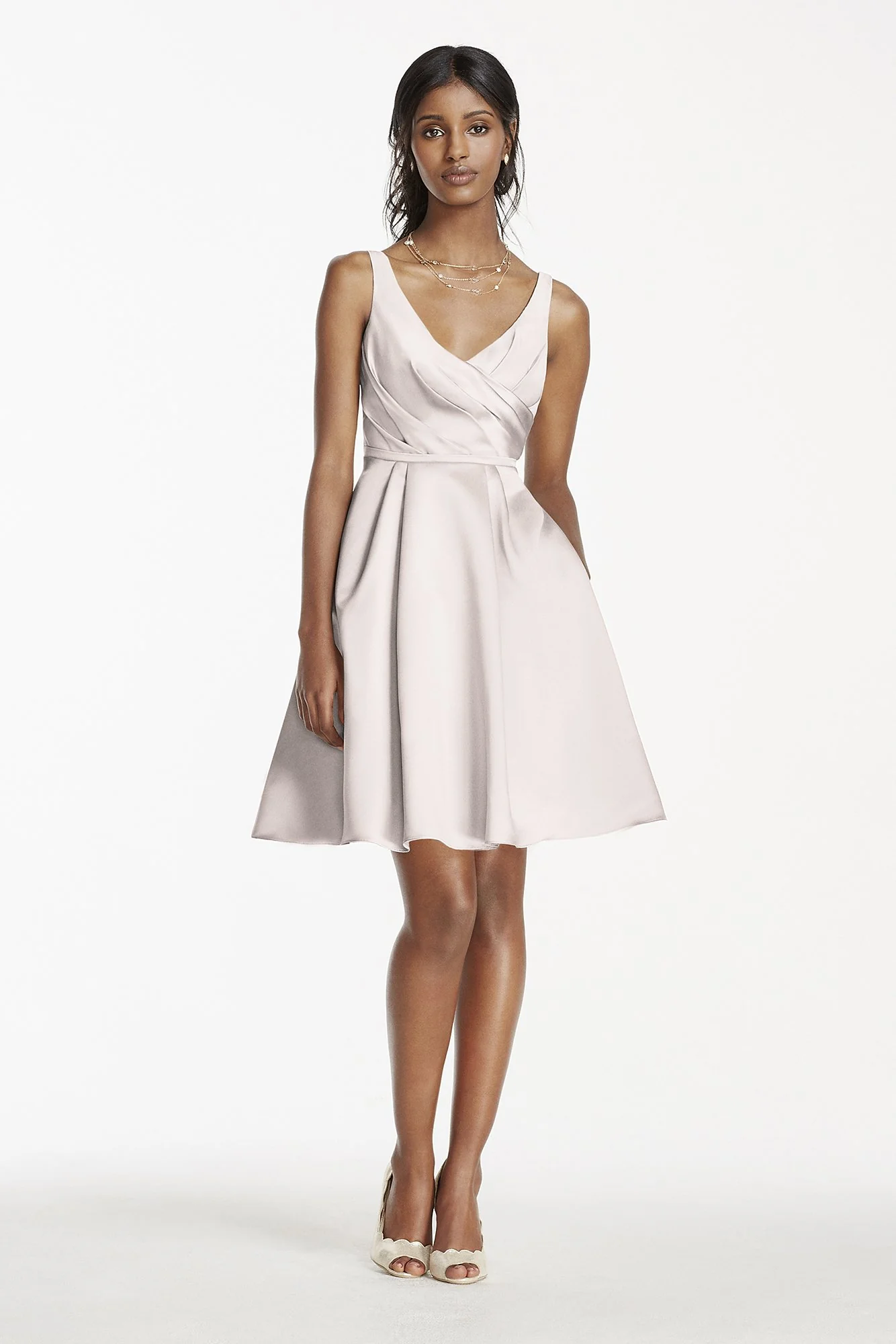 Short Satin Bridesmaid Dress with Tank Straps - Image 5