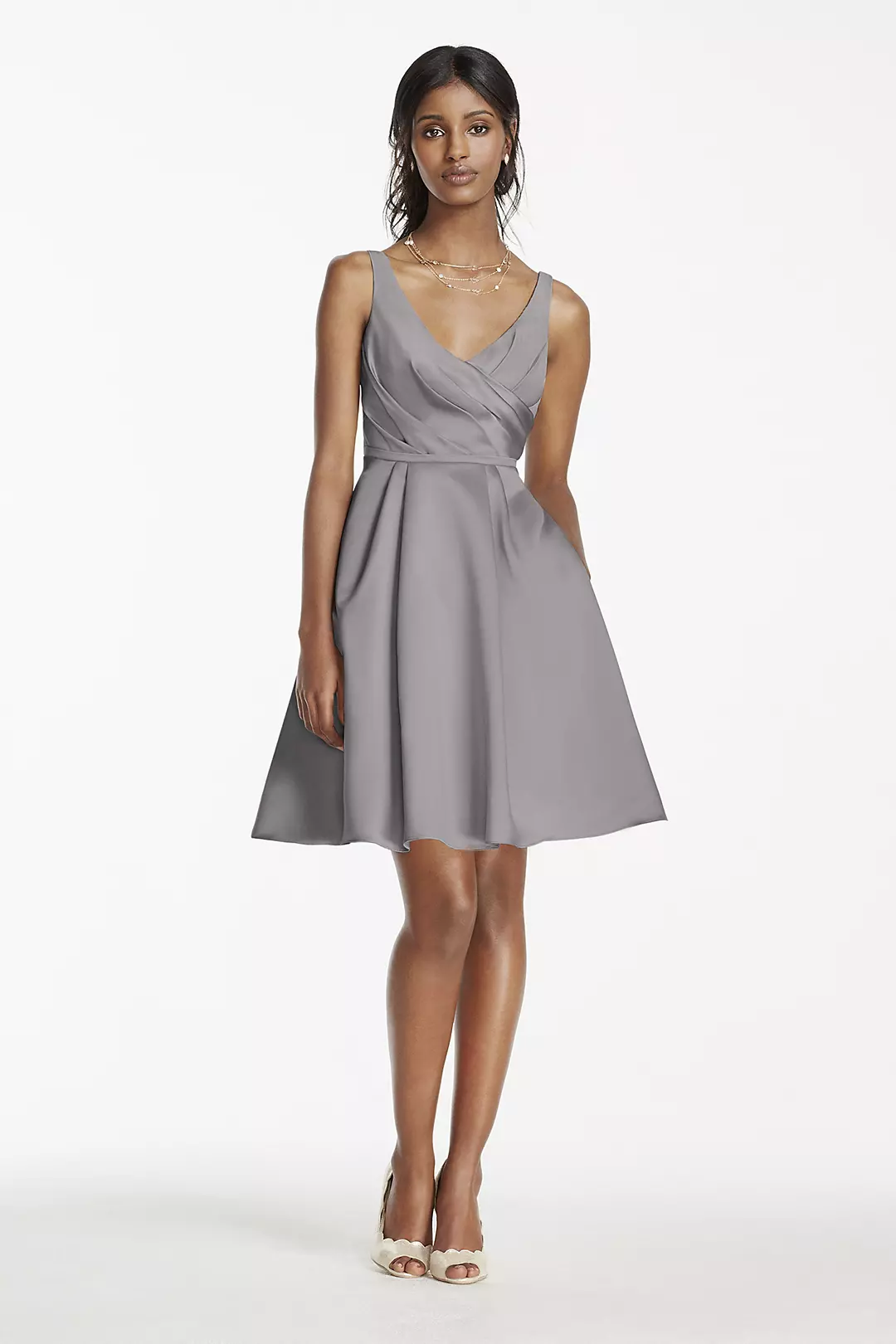 Short Satin Bridesmaid Dress with Tank Straps - Image 52