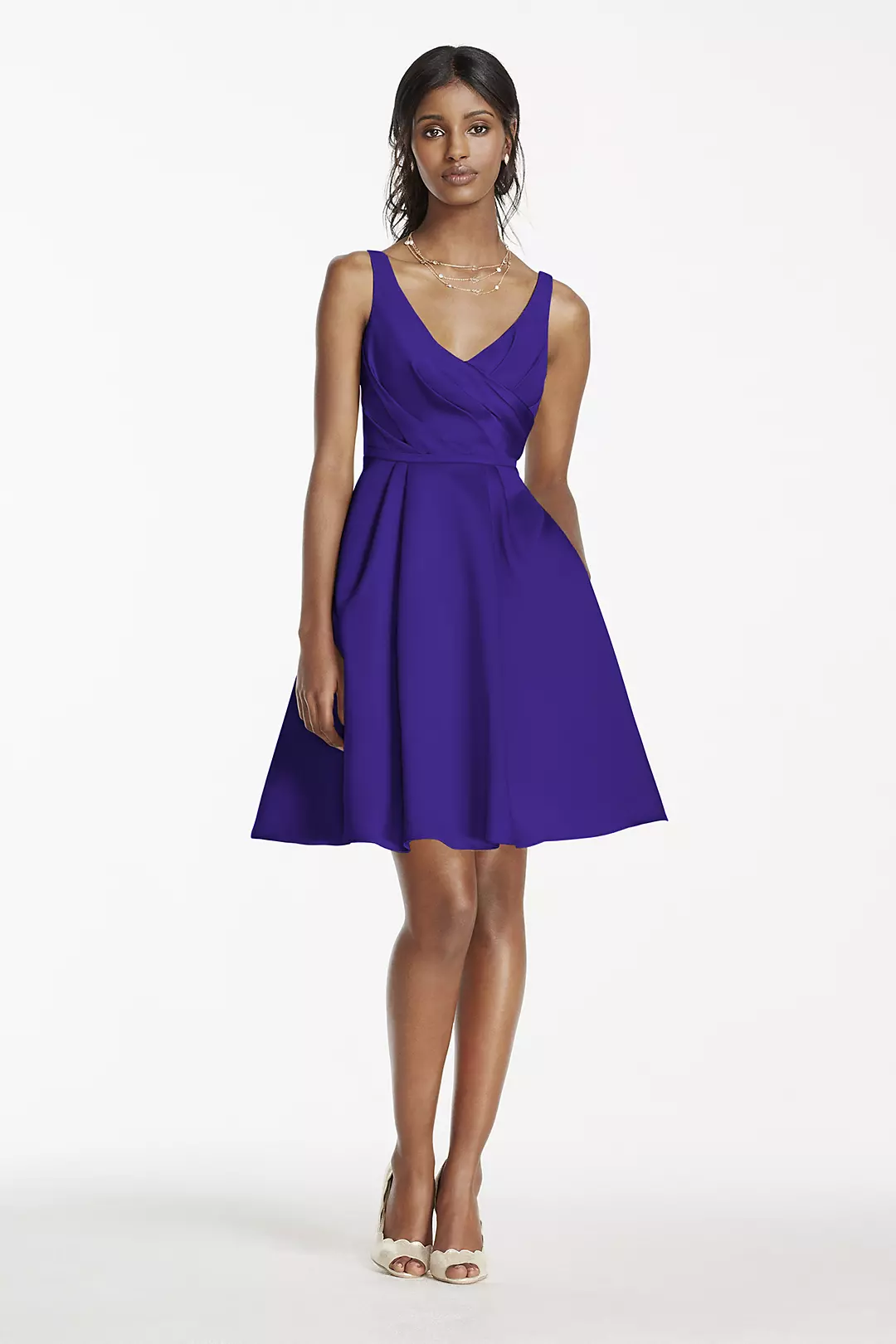 Short Satin Bridesmaid Dress with Tank Straps - Image 58
