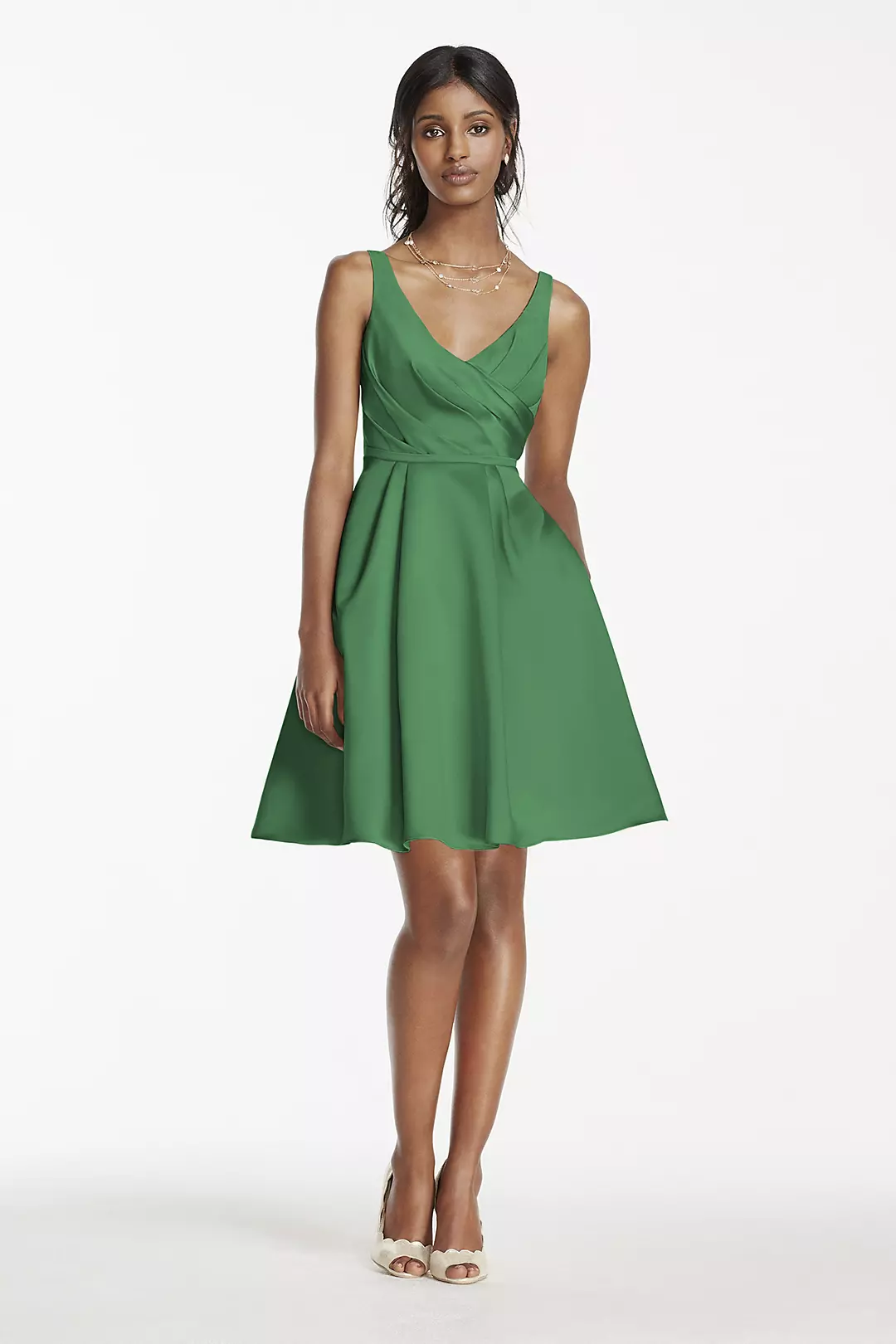 Short Satin Bridesmaid Dress with Tank Straps - Image 59