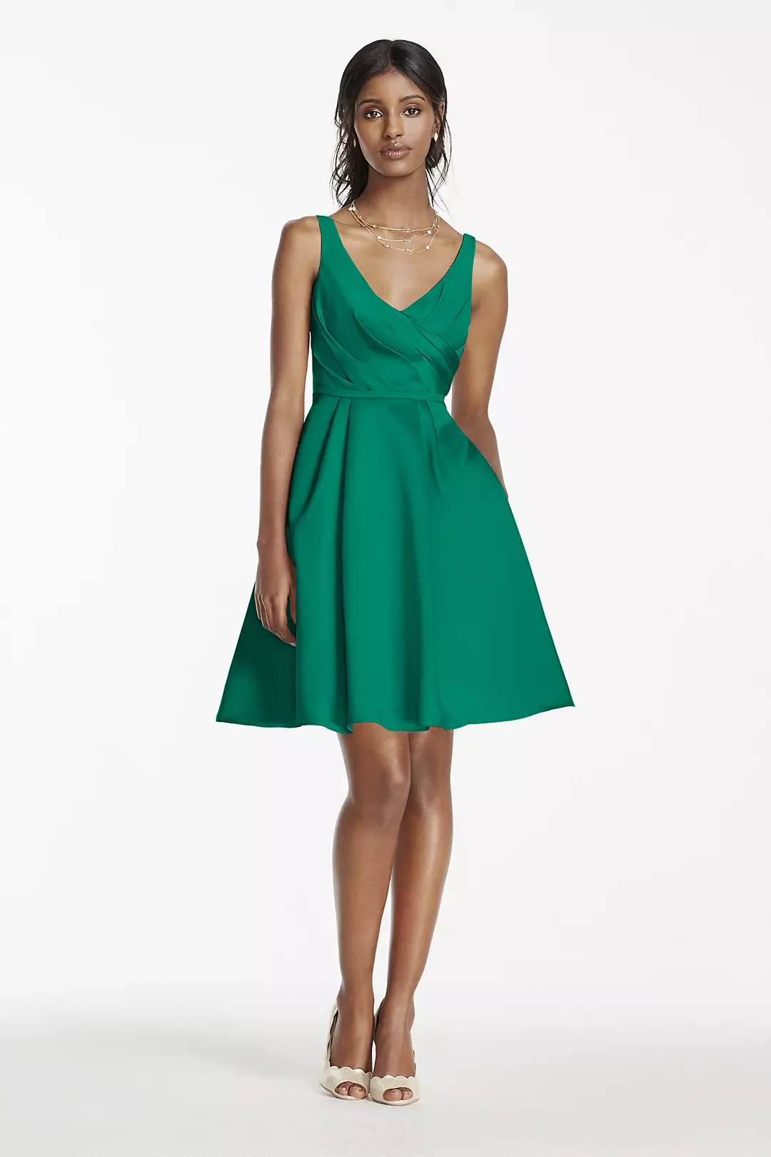 Short Satin Bridesmaid Dress with Tank Straps - Image 62