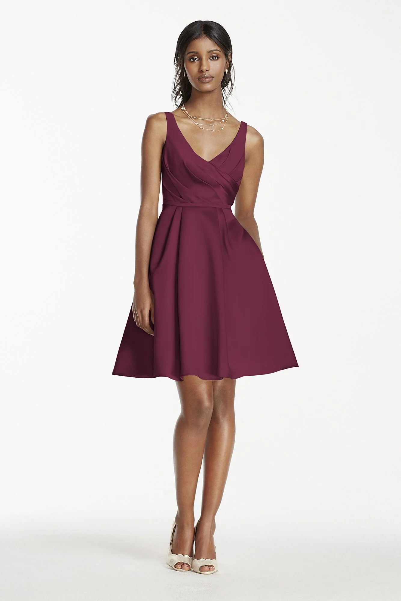 Short Satin Bridesmaid Dress with Tank Straps - Image 63