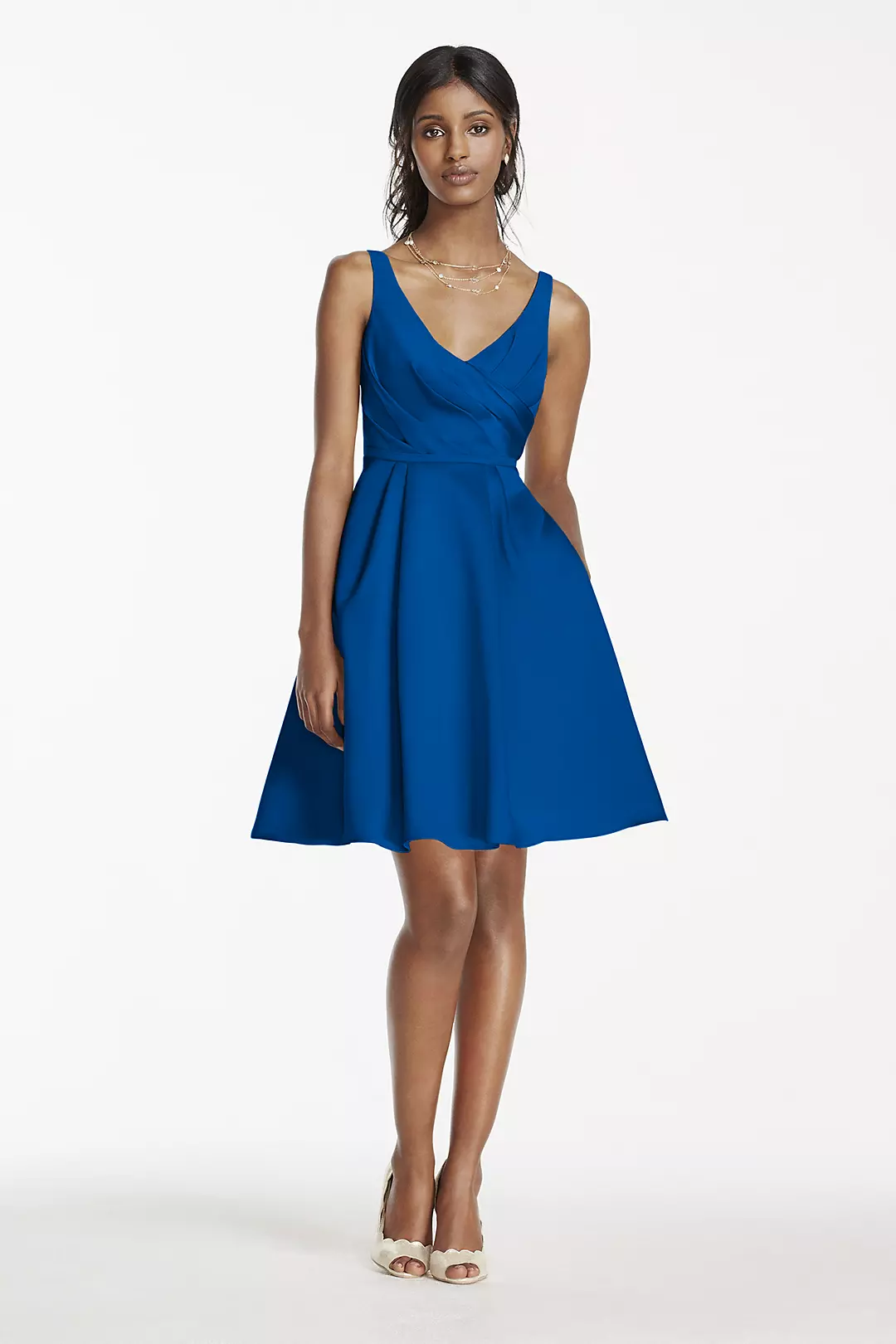 Short Satin Bridesmaid Dress with Tank Straps - Image 66