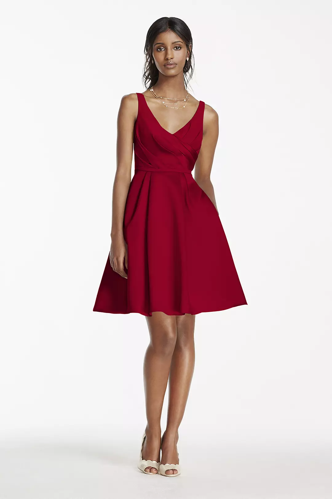 Short Satin Bridesmaid Dress with Tank Straps - Image 72