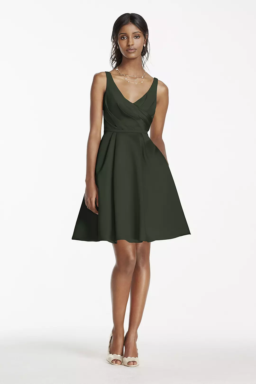 Short Satin Bridesmaid Dress with Tank Straps - Image 74