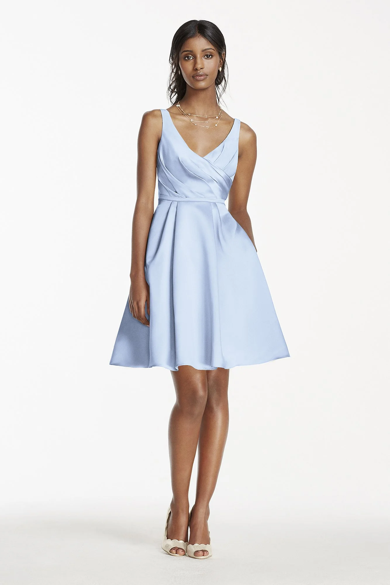 Short Satin Bridesmaid Dress with Tank Straps - Image 8