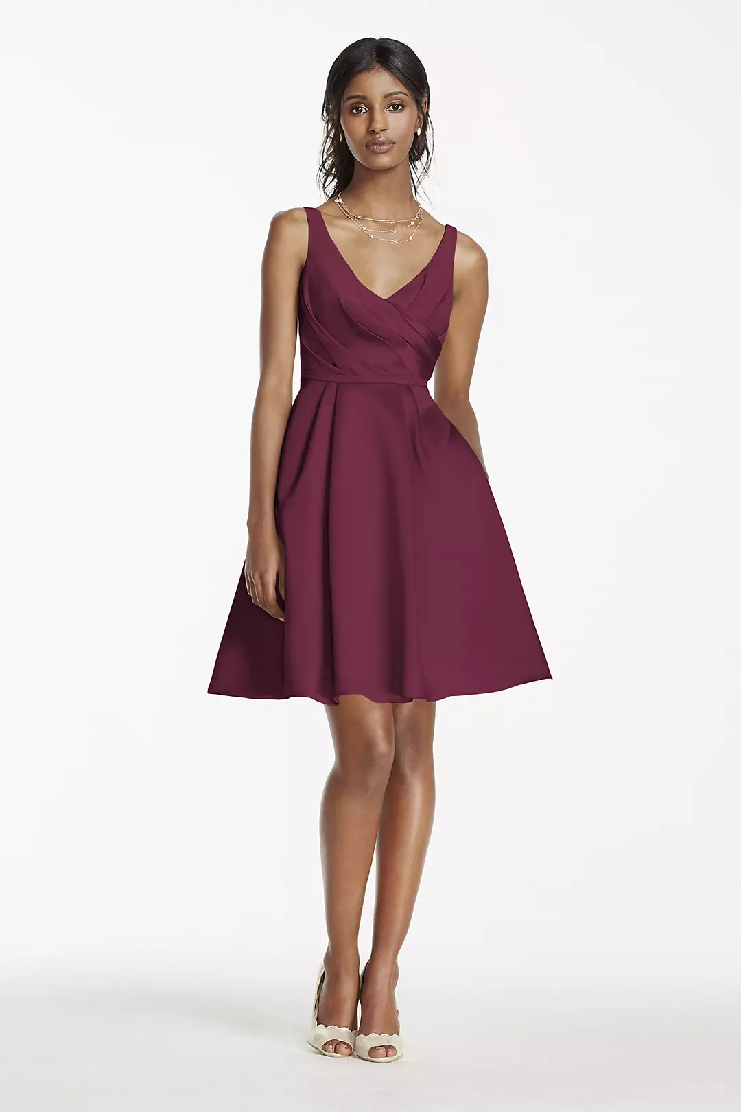 Short Satin Bridesmaid Dress with Tank Straps - Image 89