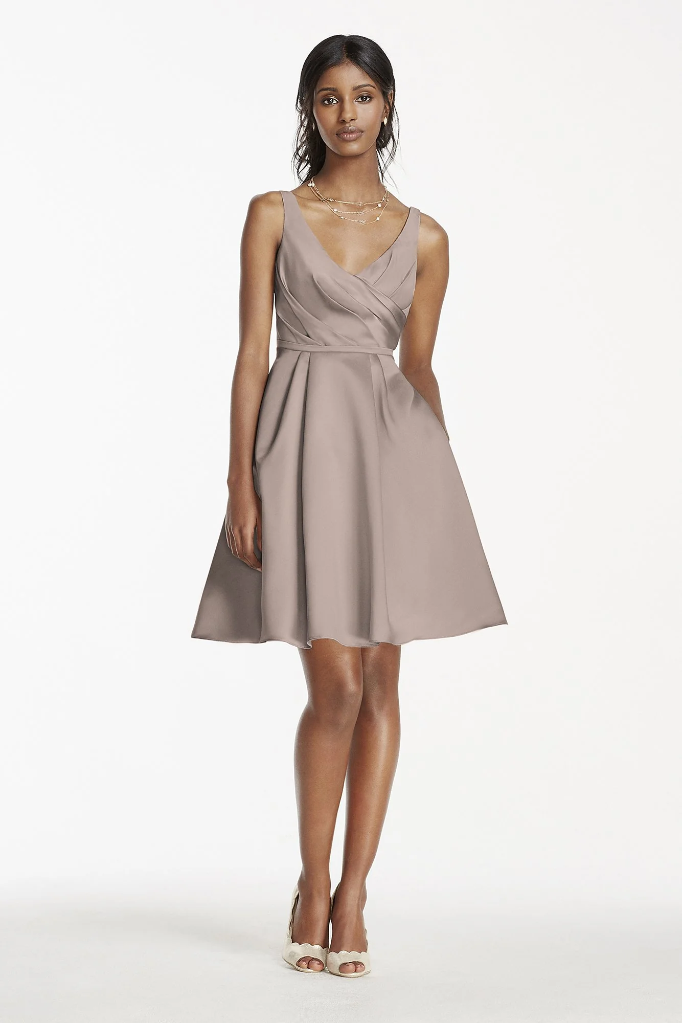 Short Satin Bridesmaid Dress with Tank Straps - Image 9