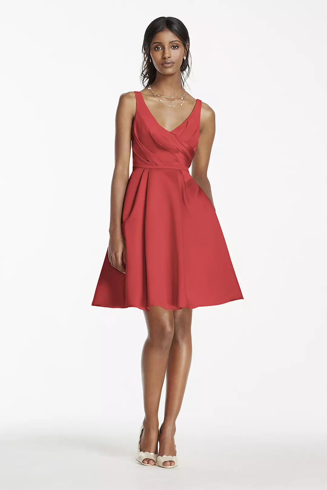 Short Satin Bridesmaid Dress with Tank Straps - Image 91