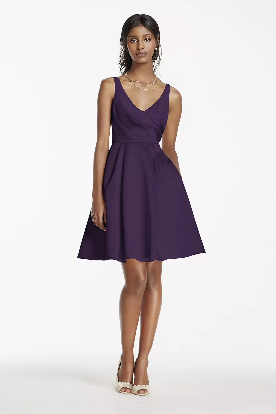 Short Satin Bridesmaid Dress with Tank Straps - Image 93