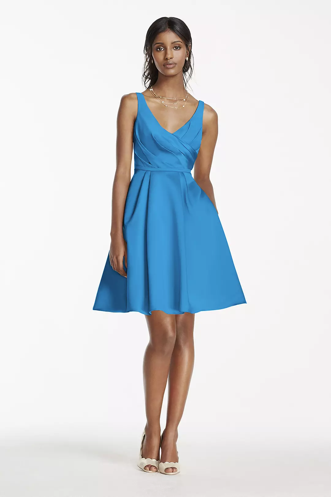 Short Satin Bridesmaid Dress with Tank Straps - Image 95