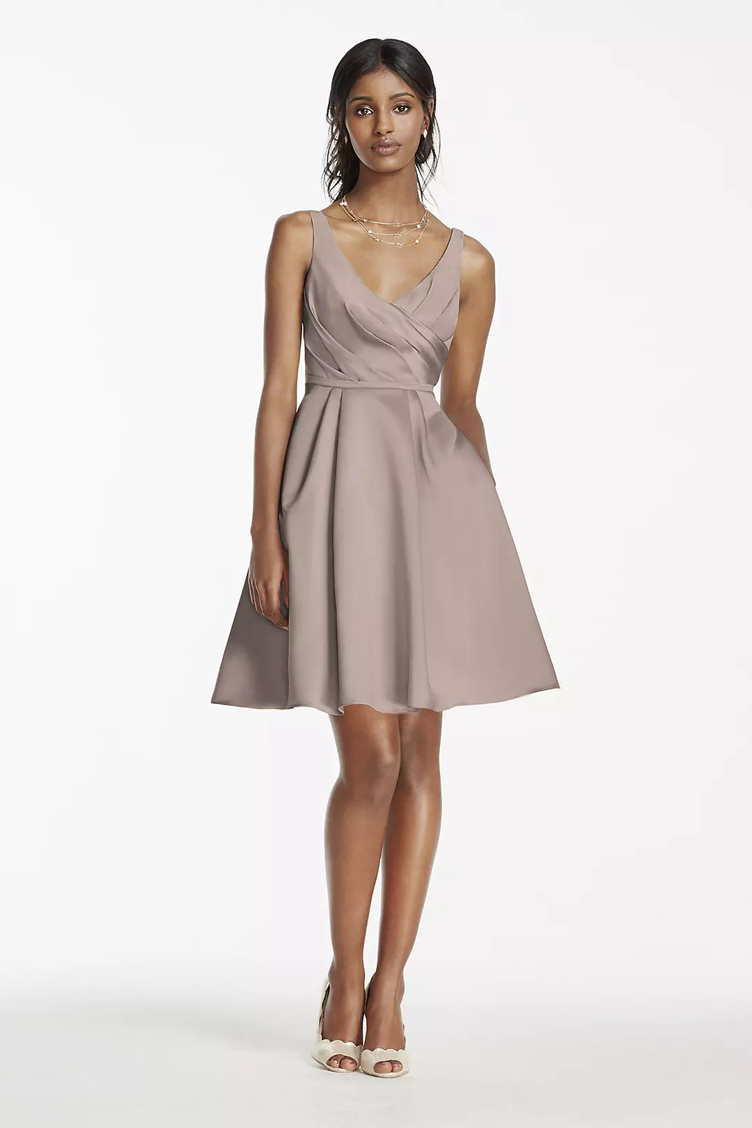 Short Satin Bridesmaid Dress with Tank Straps - Image 99