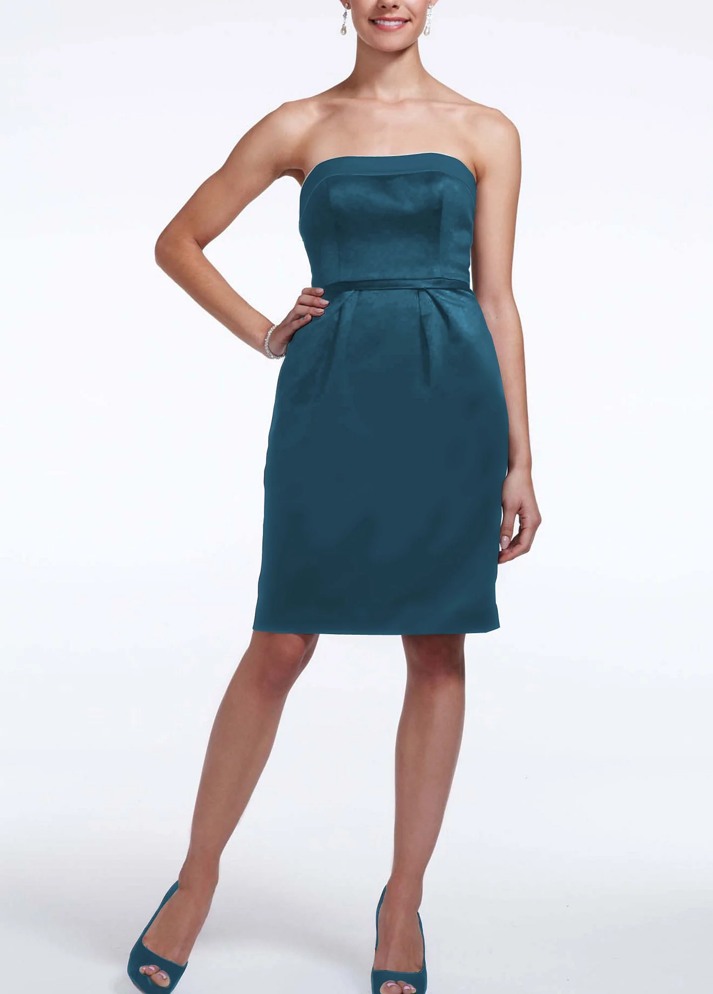 Short Satin Dress with Back Bow Detail - Image 13