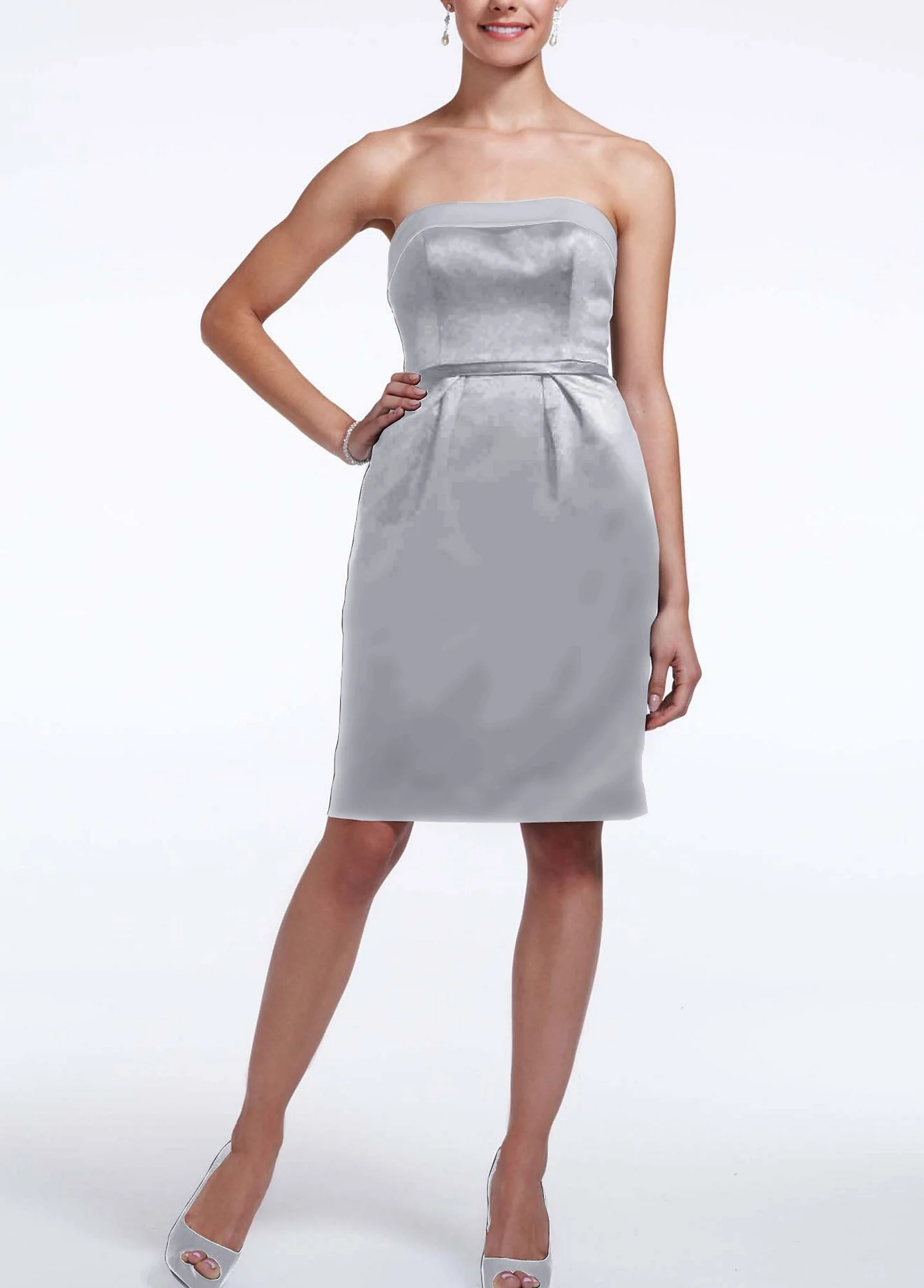 Short Satin Dress with Back Bow Detail - Image 2