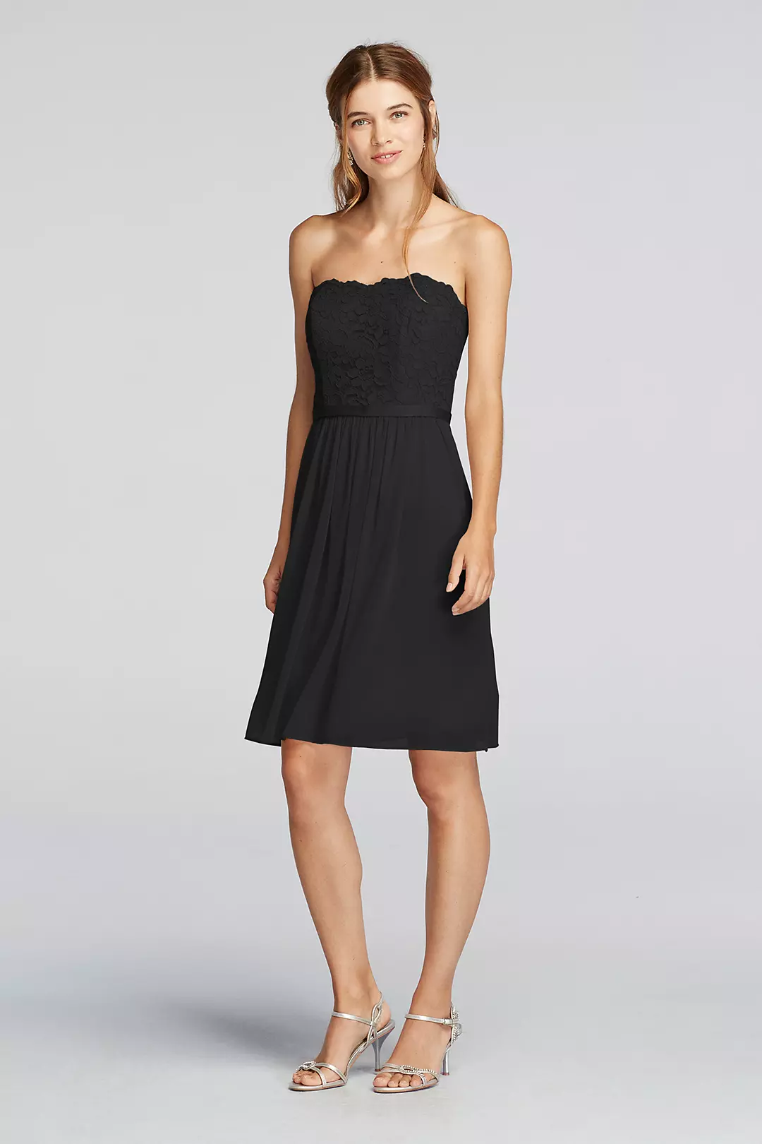 Short Scalloped Strapless Lace Mesh Dress - Image 24