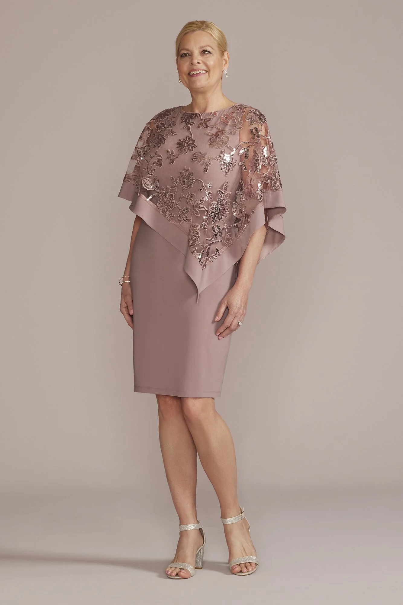 Short Sequin Capelet Dress
