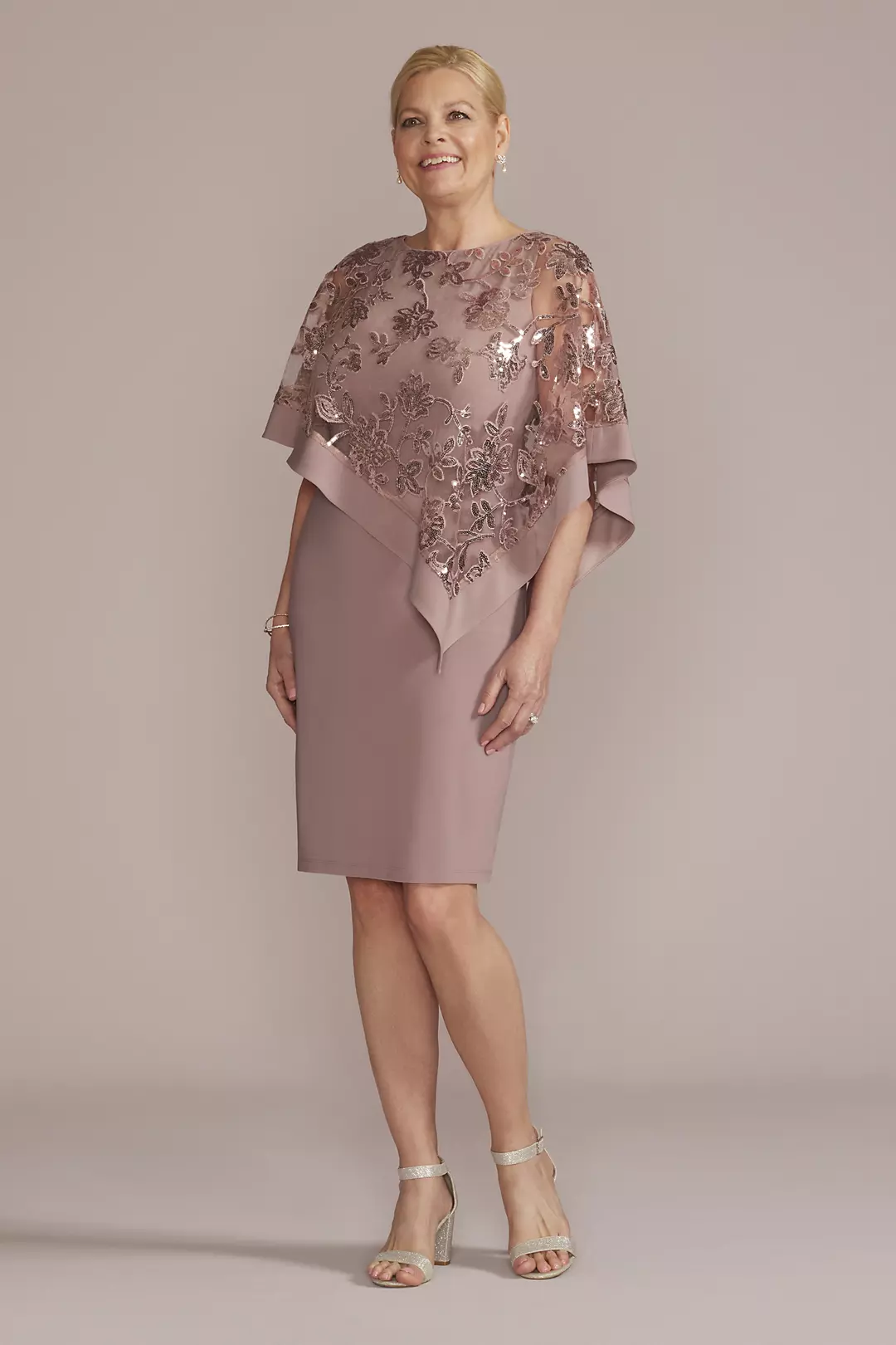 Short Sequin Capelet Dress - Image 5
